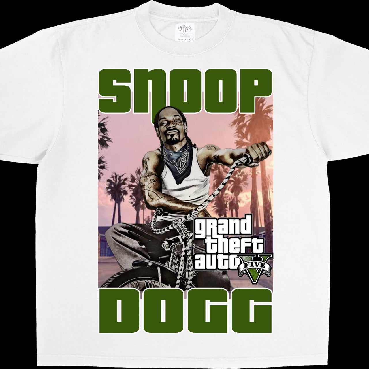 Grand Theft Auto 5 T-Shirt featuring Snoop Dogg on Shaka Heavyweight, 90s bootleg trend